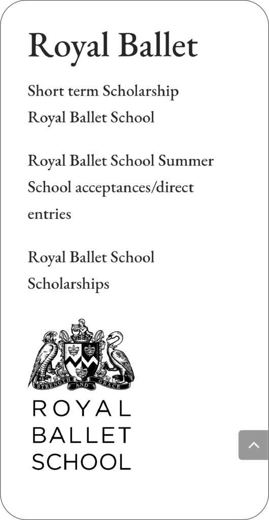 Royal ballet page for mobile